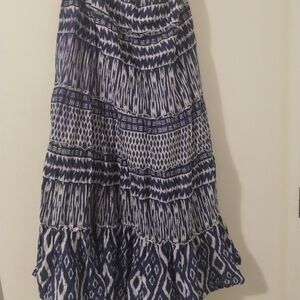 Style & Co. Blue and White Patterned Maxi Skirt